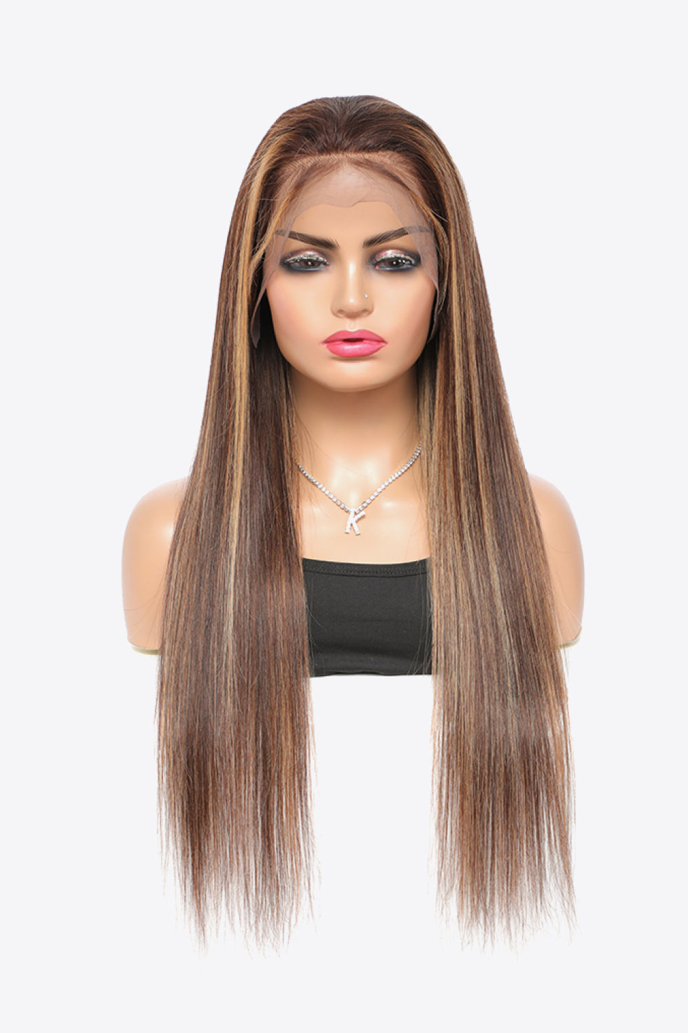 18" 160g 13*4" Lace Front Human Wigs in Brown Long 150% Density #p4/27