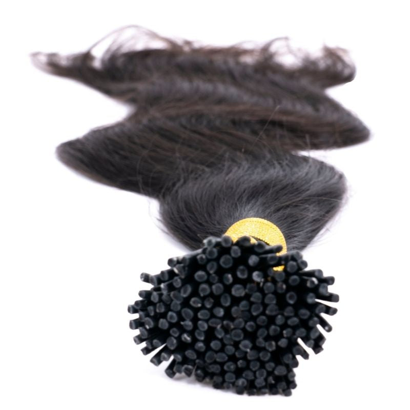 I-Tip negro natural ondulado indio