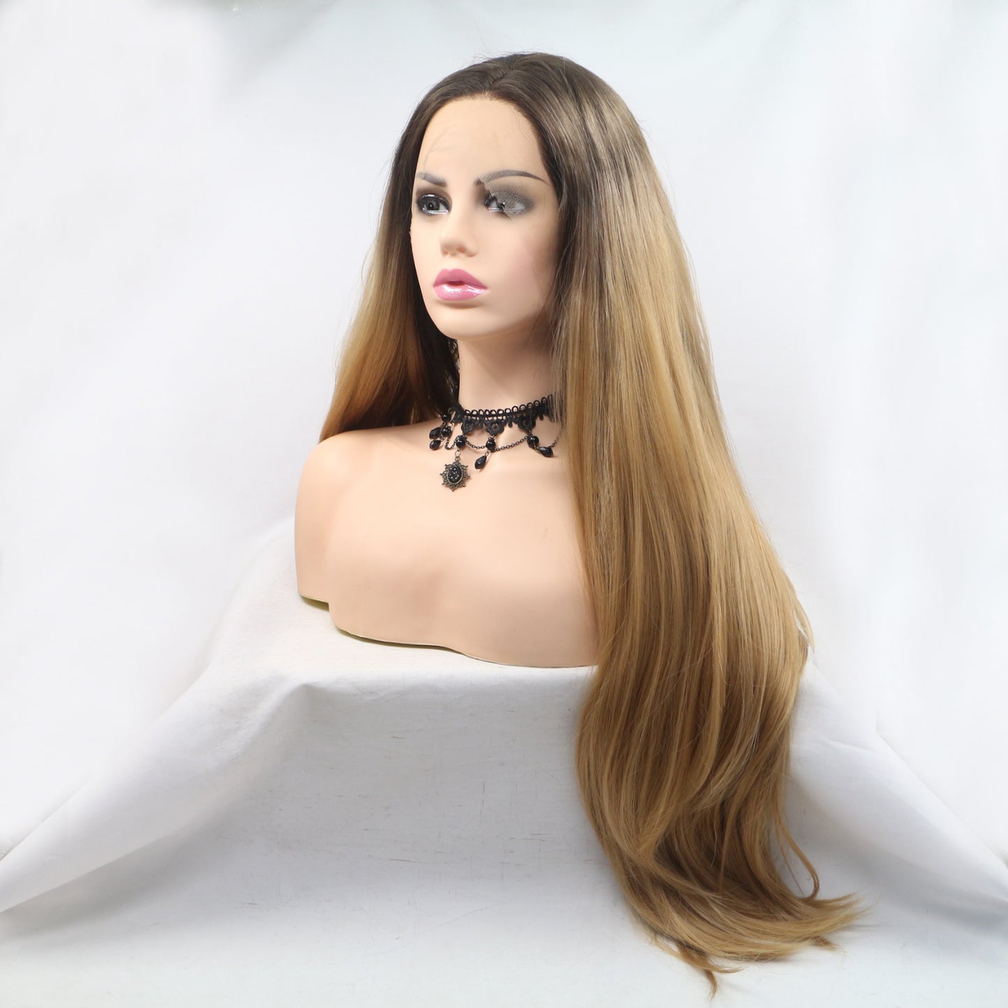 13*3" Lace Front Wigs Synthetic Long Straight 24" 130% Density