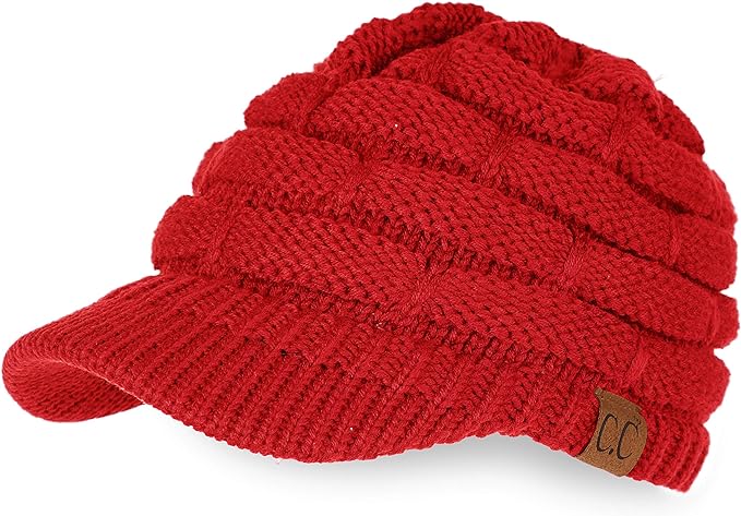 Ribbed Knit Hat with Brim
