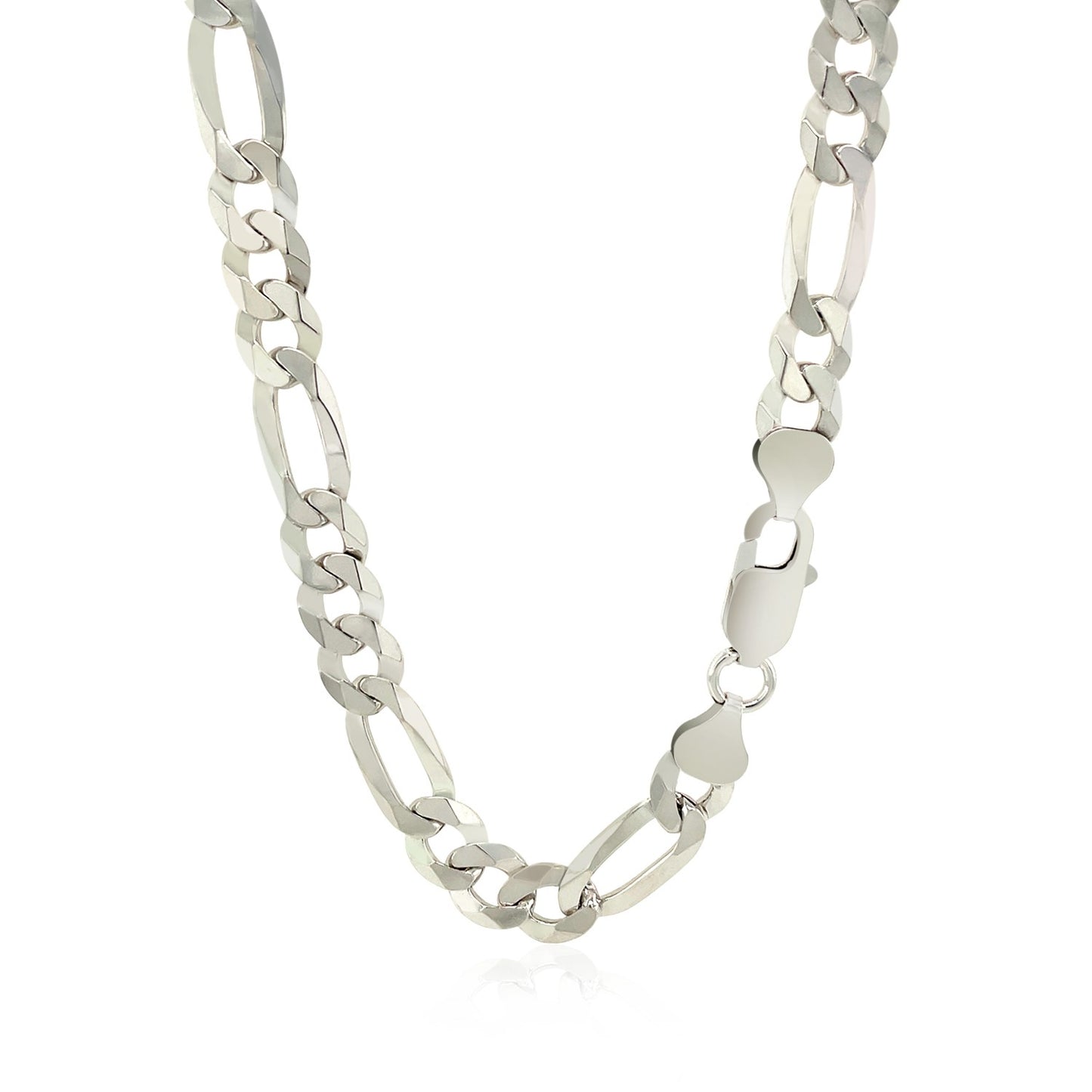 Rhodium Plated Sterling Silver Figaro Style Chain (8.10 mm)