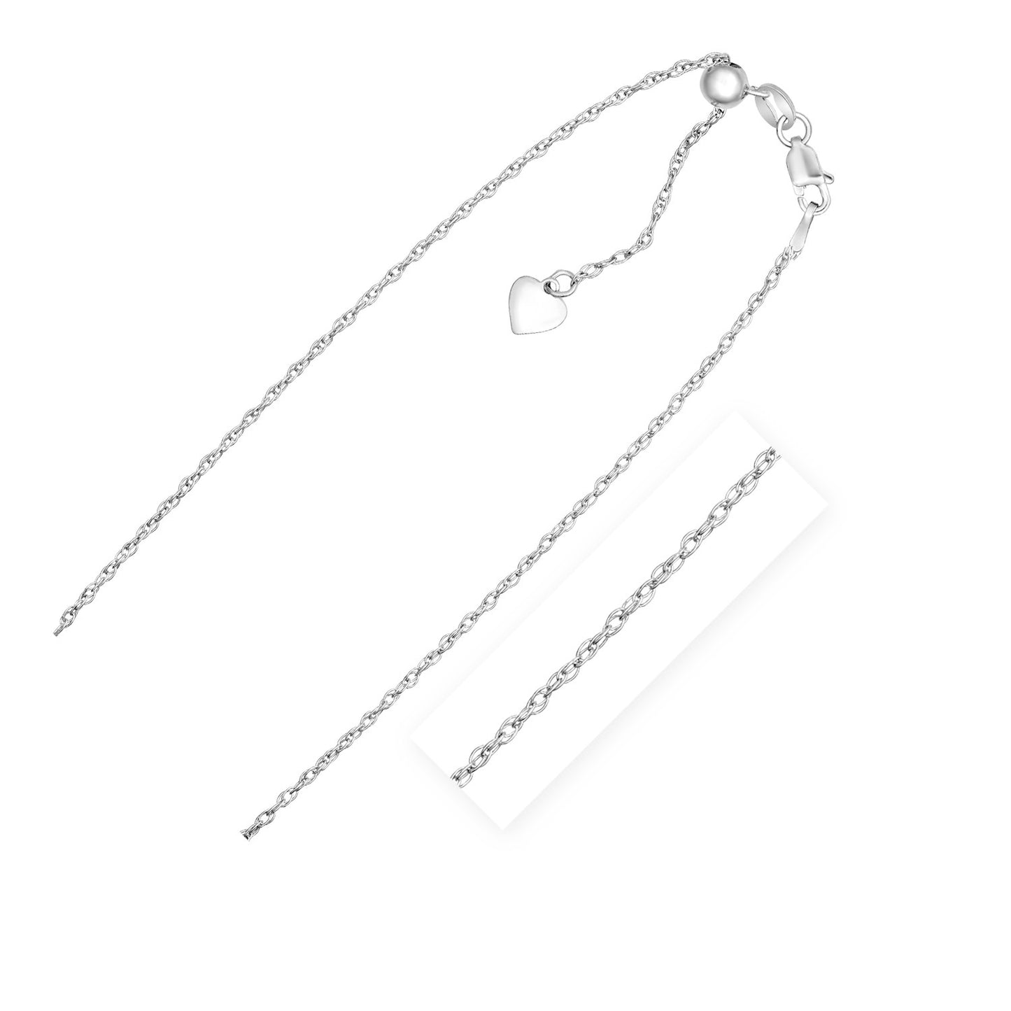 Sterling Silver 1.5mm Adjustable Rope Chain (1.50 mm)