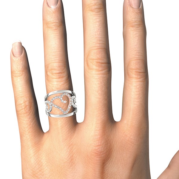 Heart Motif Filigree Style Diamond Ring in 14k White And Rose Gold (1/4 cttw)