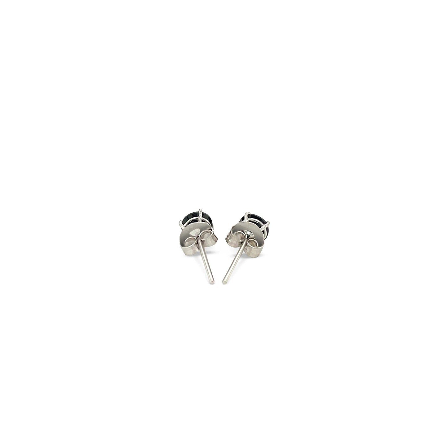 14k White Gold Stud Earrings with Black Cubic Zirconia(4mm)