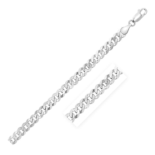 Rhodium Plated Sterling Silver Curb Style Chain (5.50 mm)