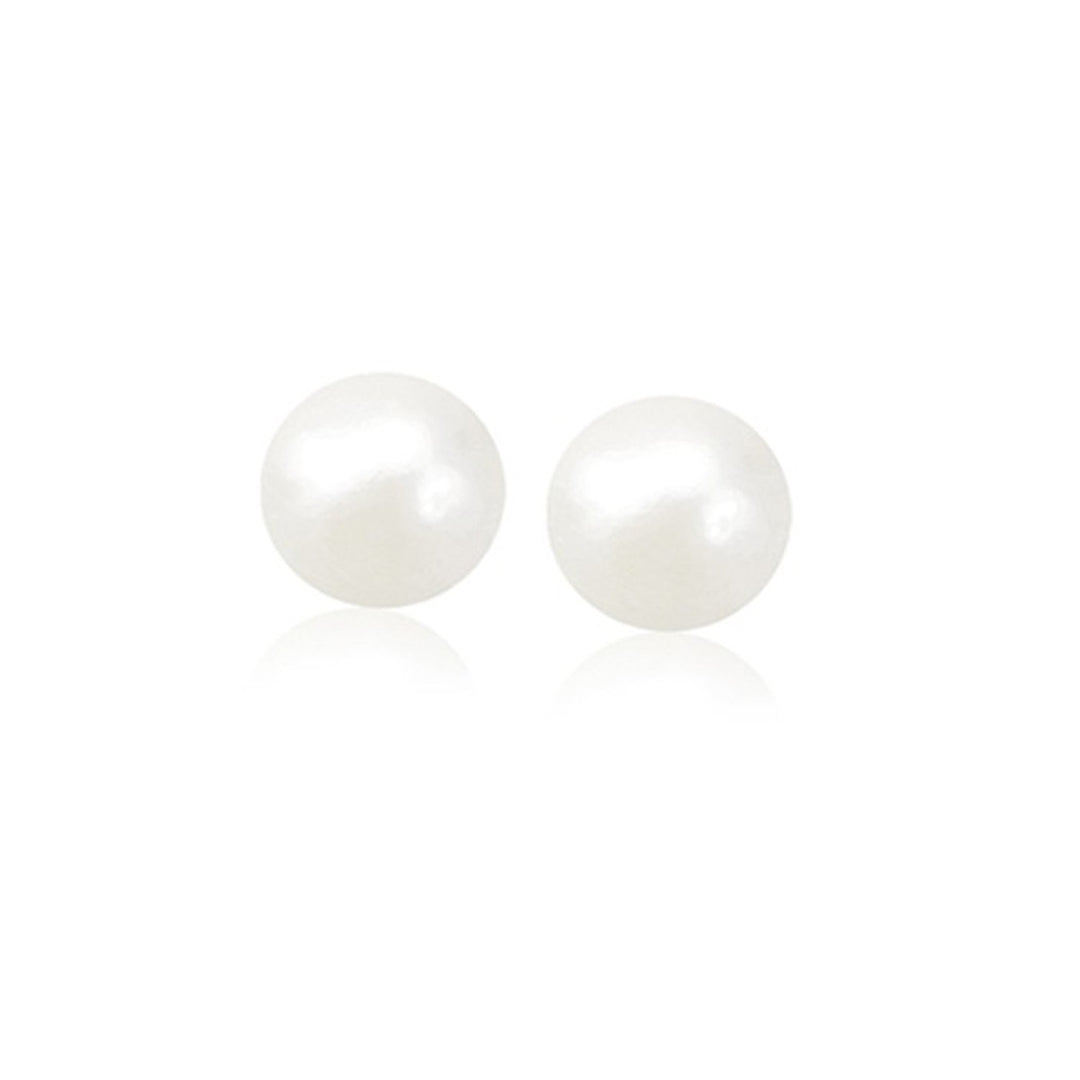 White Freshwater Cultured Pearl Stud Earrings in 14k Yellow Gold