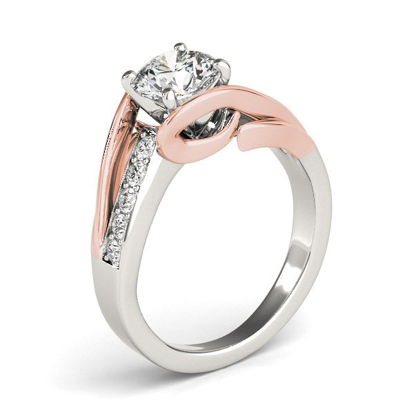 14k White And Rose Gold Bypass Round Split Shank Diamond Engagement Ring (1 1/8 cttw)