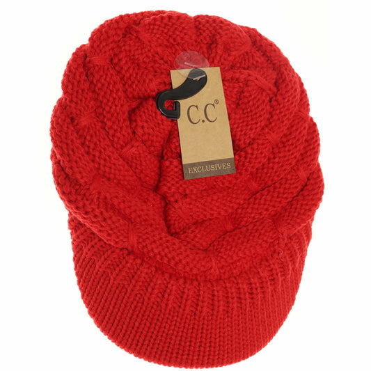 Ribbed Knit Hat with Brim