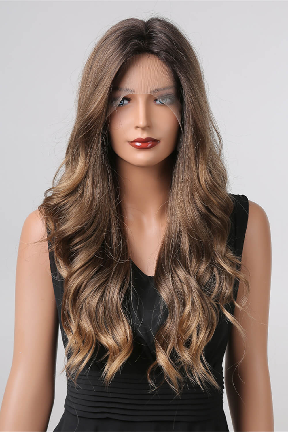 13*2" Lace Front Wigs Synthetic Long Wave 26" Heat Safe 150% Density in Golden Brown